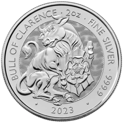 Srebrna Moneta Tudor Beasts Bull of Clarence 2 oz Wielka Brytania 2023 | Ag 9999