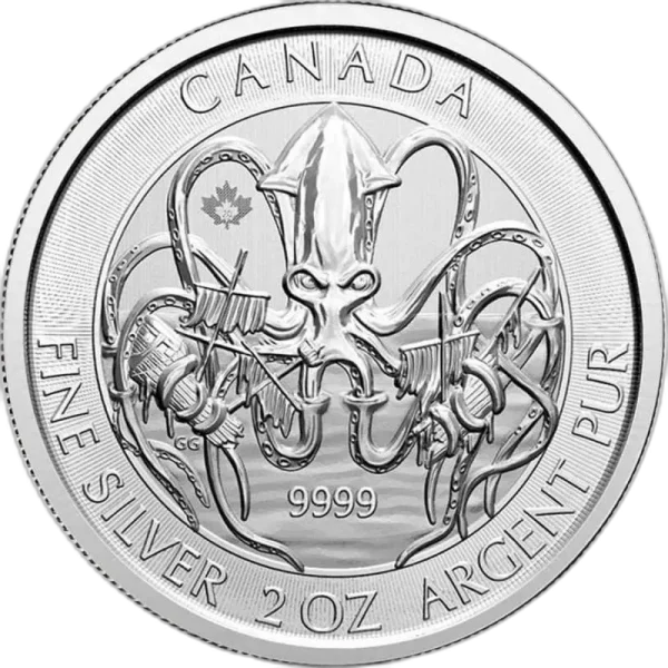 srebrna-moneta-kraken-2-oz-rewers Srebrna Moneta Kraken Creatures of the North 2 oz Kanada 2020 | Ag 9999