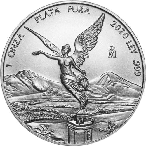 2020-mexico-1-oz-silver-libertad-rewers Srebrna moneta Meksykański Libertad 1 uncja 2020 – Skrzydlata Wiktoria na tle wulkanów
