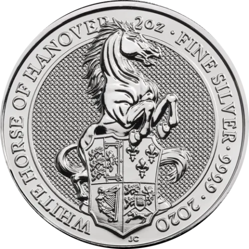 Srebrna Moneta Biały Koń Hanoweru 2 oz Wielka Brytania 2020 | Queen's Beasts Ag 9999