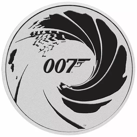 Srebrna moneta James Bond 007 Logo Czarne 1 oz Australia 2022 Ag 9999