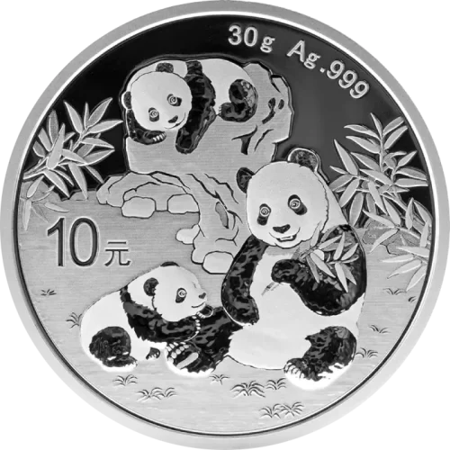 Chinska-Panda-30-gramow-Srebra-2025-rewers Srebrna moneta Panda 2025 Chińska 30g Chiny Ag 999