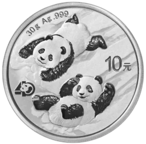 Srebrna moneta Panda 2022 Chińska 30g jubileusz 40 lat Chiny Ag 999