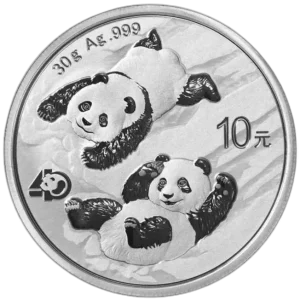 chinska-panda-2022-30-gram-srebra-rewers Srebrna moneta Panda 2022 Chińska 30g jubileusz 40 lat Chiny Ag 999