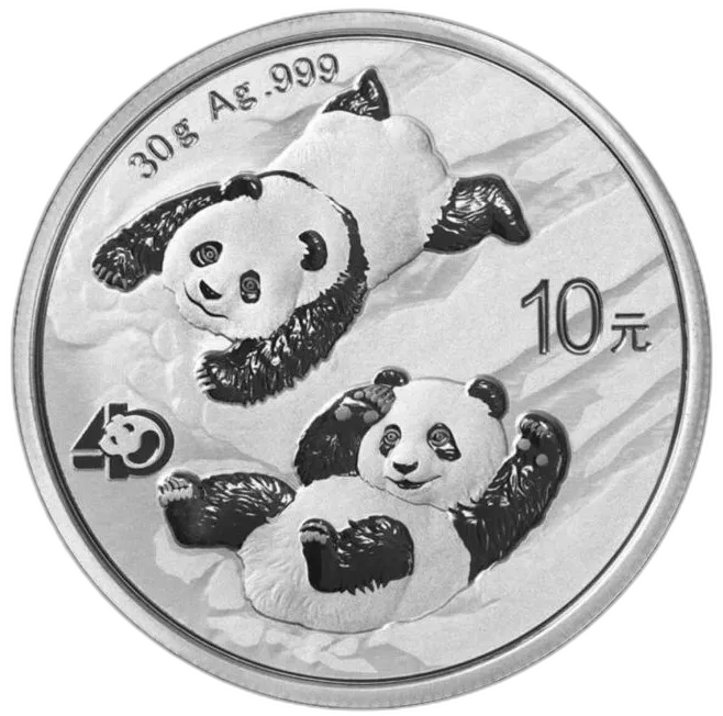 Srebrna moneta Panda 2022 Chińska 30g jubileusz 40 lat Chiny Ag 999