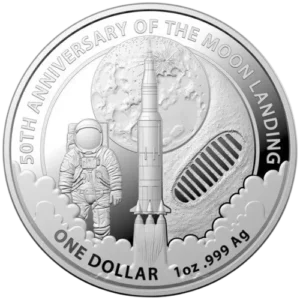 Srebrna moneta 50. rocznica lądowania na Księżycu Apollo 11 1 oz Royal Australian Mint 2019 Ag 999