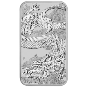 Srebrna sztabko-moneta Rectangular Dragon 1oz Australia Perth Mint 2023 Ag 9999 Karol III