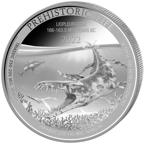 Srebrna Moneta Prehistoric Life Liopleurodon 1 oz Niemcy 2022 | Ag 9999