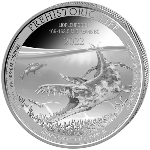 Srebrna Moneta Prehistoric Life Liopleurodon 1 oz Niemcy 2022 | Ag 9999
