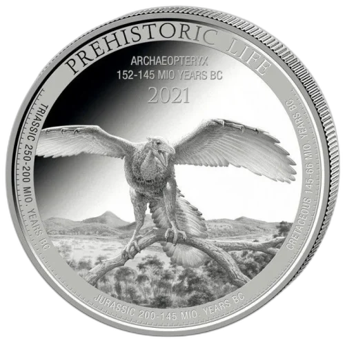 Srebrna Moneta Prehistoric Life Archaeopteryx 1 oz Niemcy 2021 | Ag 9999