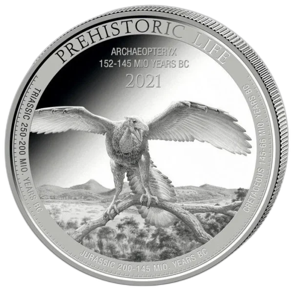 prehistoric-life-archaeopteryx-1-oz-2021-rewers Srebrna Moneta Prehistoric Life Archaeopteryx 1 oz Niemcy 2021 | Ag 9999