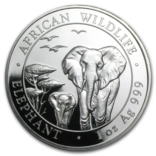Słoń Somalijski 1 oz 2015 – Moneta Srebrna 9999 (1 uncja)