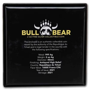 Bull vs Bear “Pandemic” 2 oz 2021 Chad – Moneta Srebrna 999 (2 uncje)