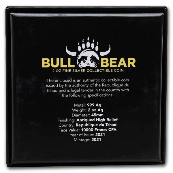 Bull vs Bear “Pandemic” 2 oz 2021 Chad – Moneta Srebrna 999 (2 uncje)