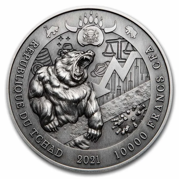 Bull vs Bear “Pandemic” 2 oz 2021 Chad – Moneta Srebrna 999 (2 uncje)