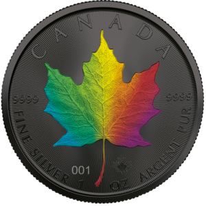 Srebrna moneta Maple Leaf Ruthen Rainbow Holo 1 oz Kanada 2022 Ag 9999