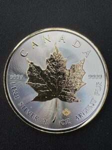 Srebrna moneta Maple Leaf Złocenie Wybiórcze 1 oz Kanada 2020 Ag 9999