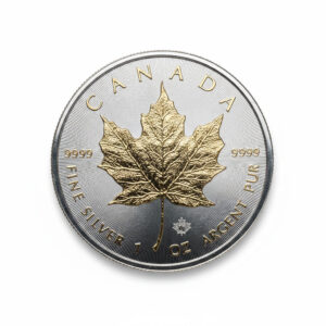 Srebrna moneta Maple Leaf Złocenie Wybiórcze 1 oz Kanada 2021 Ag 9999