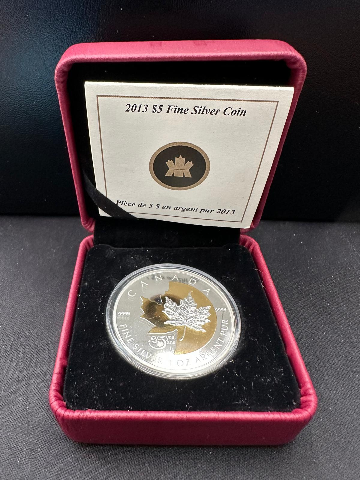 Srebrna Moneta Liść Klonowy 25. Rocznica Shadowleaf Proof 1oz Kanada 2013 | Ag 9999 - obrazek 4