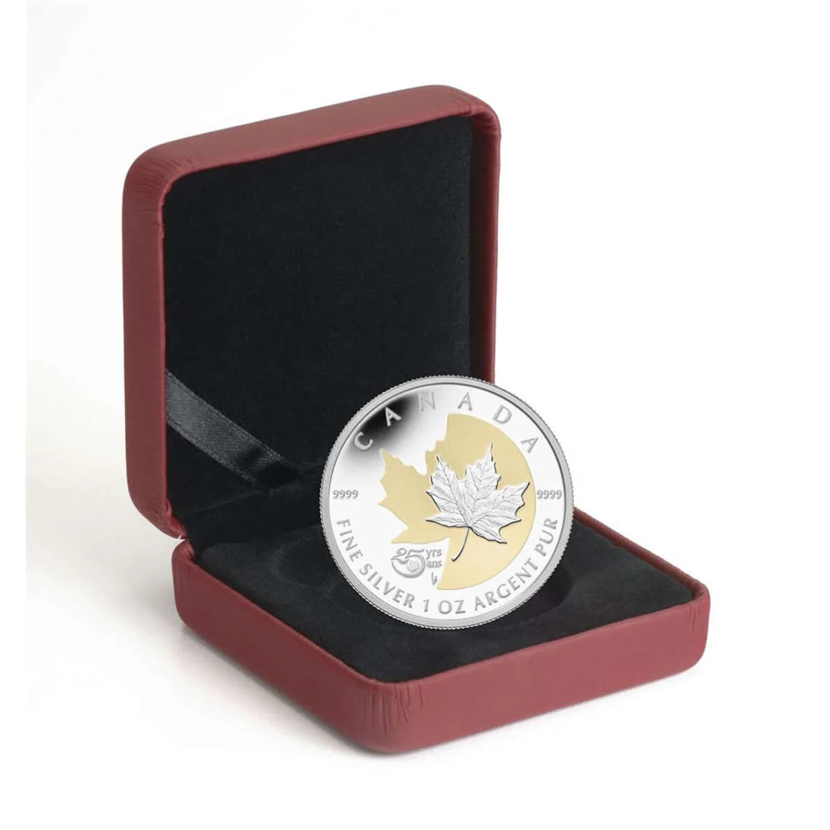 Srebrna Moneta Liść Klonowy 25. Rocznica Shadowleaf Proof 1oz Kanada 2013 | Ag 9999 - obrazek 3