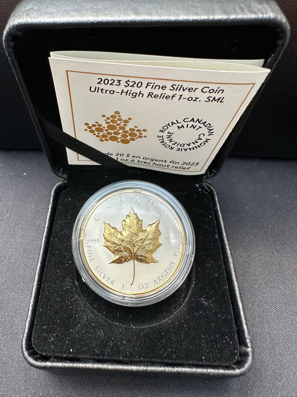 Srebrna Moneta Liść Klonowy Gold Ultra High Relief 1oz Kanada 2023 | Ag 9999 - obrazek 5