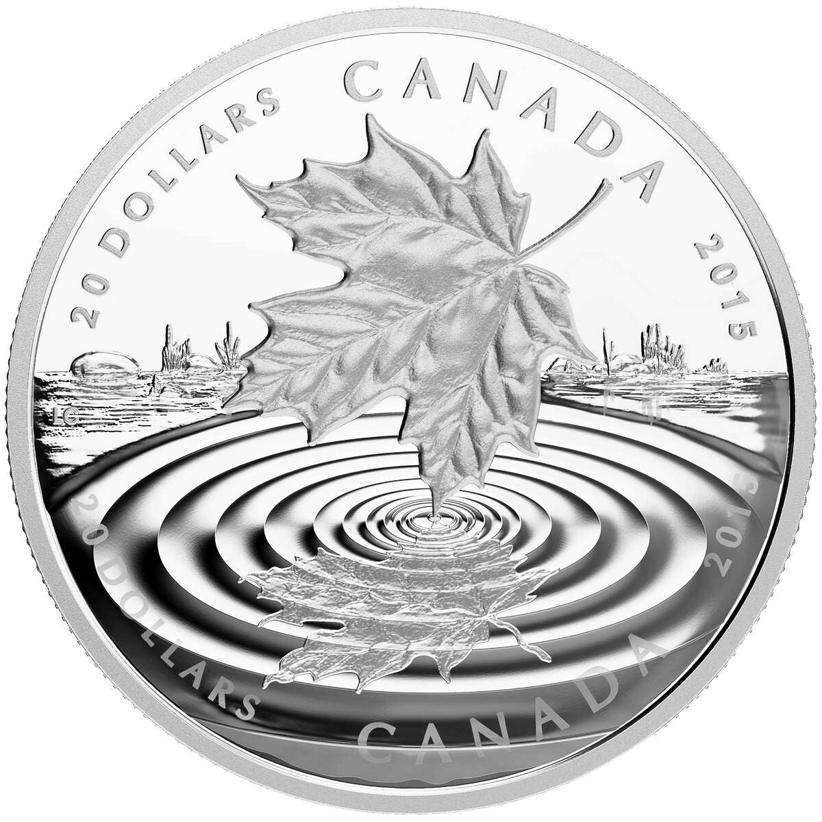 Srebrna moneta Maple Leaf Reflection Proof 1oz Kanada 2015 Ag 9999 — mikrograwer laser frosting Lilyane Coulombe Susanna Blunt Royal Canadian Mint