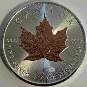 Srebrna moneta Maple Leaf Rose Gold złocenie wybiórcze 1oz Kanada 2022 Ag 9999
