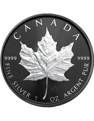 Srebrna moneta Maple Leaf Holographic Ruthenium 1oz Kanada 2020 Ag 9999 — holograficzny liść klonowy z powłoką rutenu