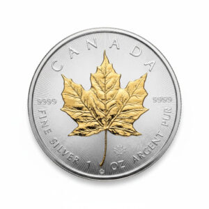 Srebrna moneta Maple Leaf Złocenie Wybiórcze liść 1 oz Kanada 2021 Ag 9999