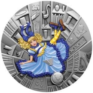 Srebrna moneta Blue Fairy Tale 1 oz 2021 Niue – kolorowany rewers z dziewczyną w baśniowym świecie