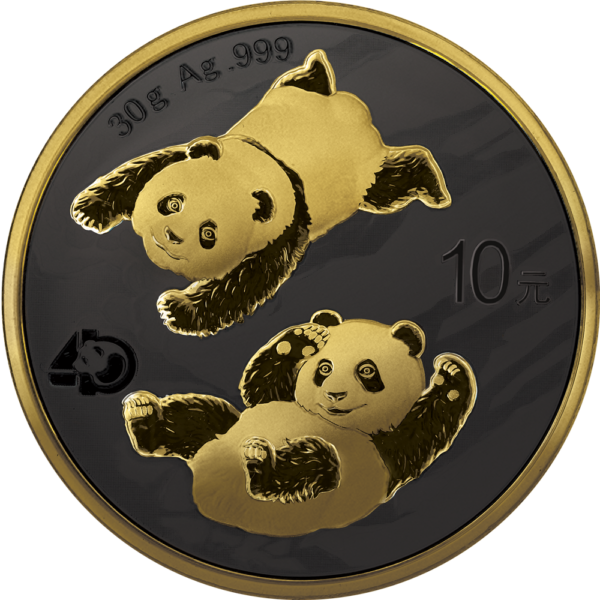 Chińska Panda: Golden Night Kolor 1 uncja srebra 2022