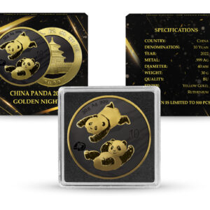 Chińska Panda: Golden Night Kolor 1 uncja srebra 2022