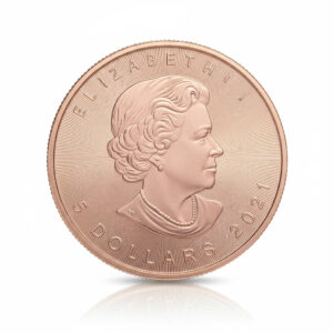 Kanadyjski Liść Klonowy Pink Gold 1 uncja srebra 2021 – Ag 9999-awers Srebrna Moneta Kanadyjski Liść Klonowy Pink Gold 1 oz 2021 | Ag 9999