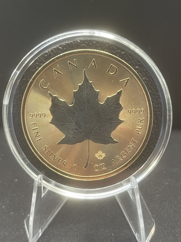 Srebrna Moneta Kanadyjski Liść Klonowy Pełne Złocenie 1 oz 2021 | Ag 9999