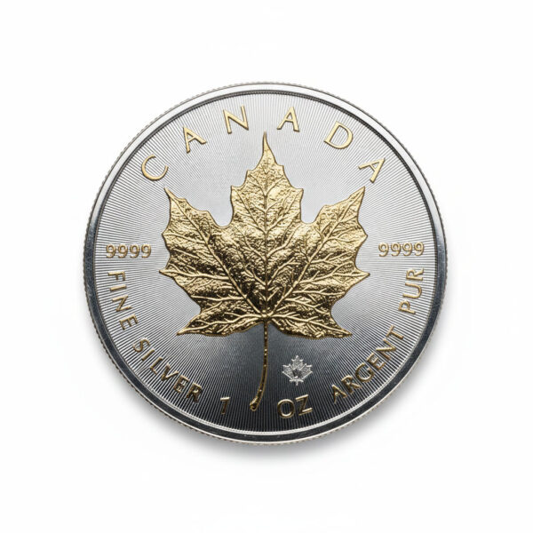 Srebrna moneta Maple Leaf Złocenie Wybiórcze 1 oz Kanada 2021 Ag 9999