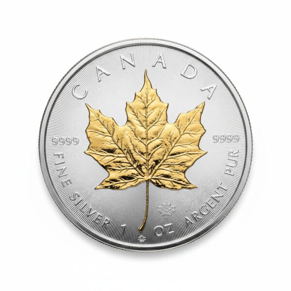 Srebrna moneta Maple Leaf Złocenie Wybiórcze liść 1 oz Kanada 2021 Ag 9999