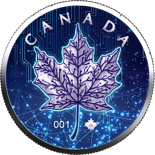 Srebrna moneta Maple AI Artificial Intelligence 1 oz Kanada 2022 Ag 9999 UV Glow in the Dark