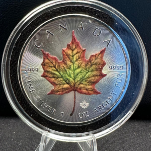 Srebrna moneta Maple Leaf Kolor Jesień 1oz Kanada 2021 Ag 9999 koloryzacja
