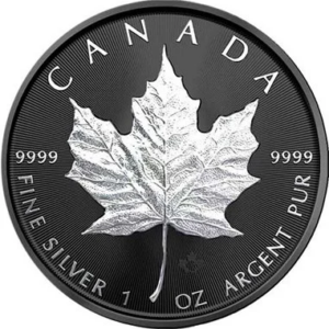 Srebrna moneta Maple Leaf Holographic Ruthenium 1oz Kanada 2020 Ag 9999 — holograficzny liść klonowy z powłoką rutenu