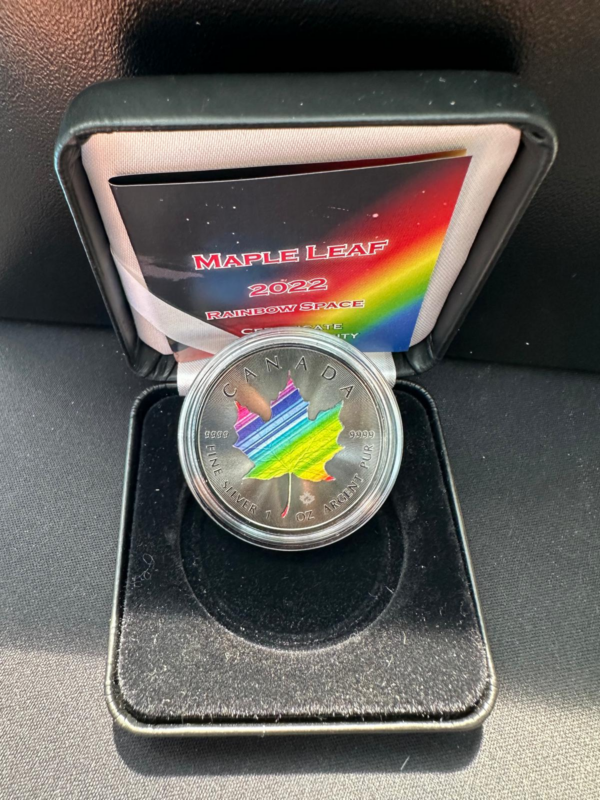 Srebrna Moneta Liść Klonowy Rainbow Ruthenium 1oz Kanada 2022 | Ag 9999