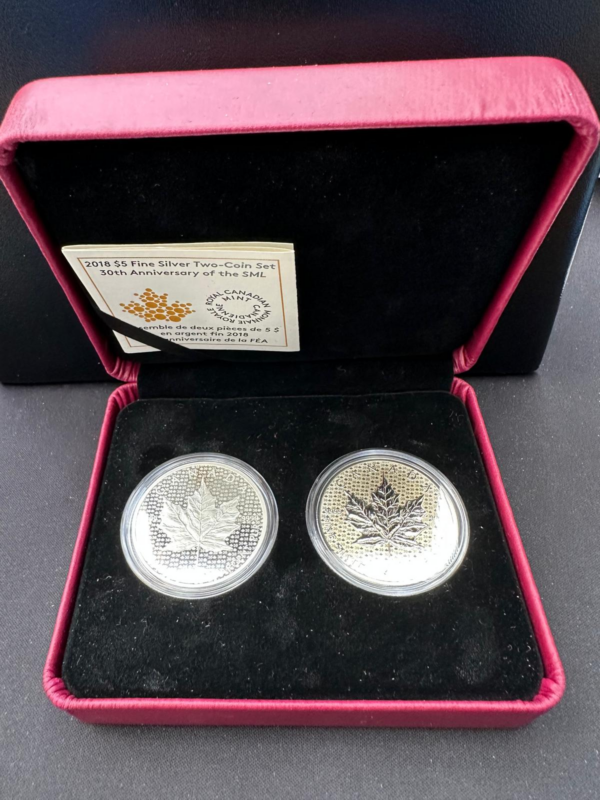 Srebrna Moneta Liść Klonowy 30. Rocznica Zestaw 2x1oz Kanada 2018 | Ag 9999