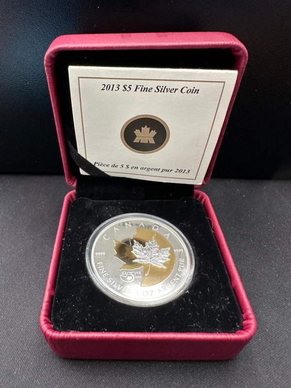 Srebrna Moneta Liść Klonowy 25. Rocznica Shadowleaf Proof 1oz Kanada 2013 | Ag 9999