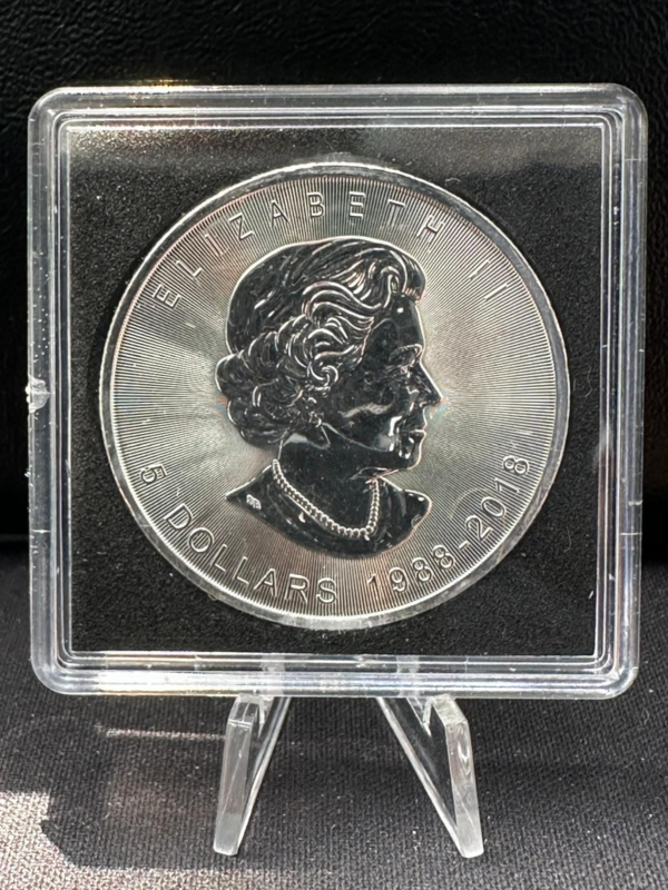 Srebrna Moneta Liść Klonowy 30th Anniversary Złocenie 1oz Kanada 2018 | Ag 9999